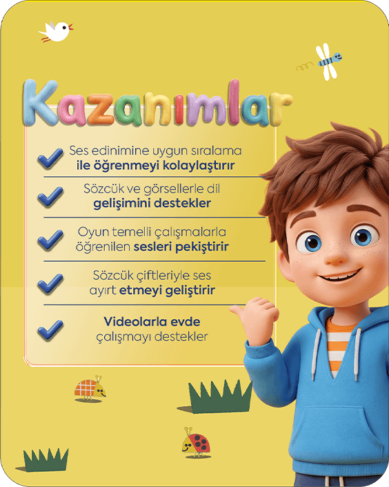 L-R-Y Çalışma Kitabı kazanımları — Ses edinimi, dil gelişimi, sözcük çiftleri